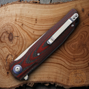 Bestech Knives Ascot Liner Folding Knife 4" D2 Tool Steel Blade Red G10/Carbon Fiber Handle