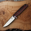 Bestech Knives Ascot Liner Folding Knife 4" D2 Tool Steel Blade Red G10/Carbon Fiber Handle
