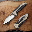 Bestech Knives Komodo Linerlock Folding Knife 3.38" D2 Tool Steel Blade Black / Tan G10 Handle
