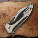 Bestech Knives Komodo Linerlock Folding Knife 3.38" D2 Tool Steel Blade Black / Tan G10 Handle