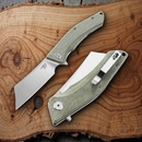 Bestech Knives Cubis Folding Knife 3.13" D2 Tool Steel Blade Beige Canvas Micarta Handle