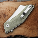 Bestech Knives Cubis Folding Knife 3.13" D2 Tool Steel Blade Beige Canvas Micarta Handle