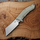 Bestech Knives Cubis Folding Knife 3.13" D2 Tool Steel Blade Beige Canvas Micarta Handle