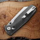 Bestech Knives Slasher Axis Lock Folding Knife 2.88" D2 Tool Steel Blade Black Canvas Micarta Handle