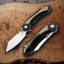 Bestech Knives Kasta Linerlock Folding Knife 3.5" 154CM Steel Blade Black And Tan G10 Handle