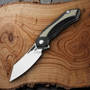 Bestech Knives Kasta Linerlock Folding Knife 3.5" 154CM Steel Blade Black And Tan G10 Handle