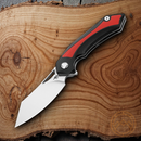 Bestech Knives Kasta Linerlock Folding Knife 3.5" 154CM Steel Blade Black And Red G10 Handle