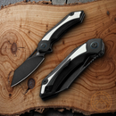 Bestech Knives Kasta Liner Folding Knife 3.5" 154CM Steel Blade Black And White G10 Handle