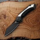 Bestech Knives Kasta Liner Folding Knife 3.5" 154CM Steel Blade Black And White G10 Handle