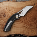 Bestech Knives Bihai Linerlock Folding Knife 2.13" 14C28N Steel Hawkbill Blade Black G10 Handle