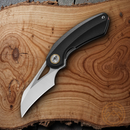 Bestech Knives Bihai Linerlock Folding Knife 2.13" 14C28N Steel Hawkbill Blade Black G10 Handle