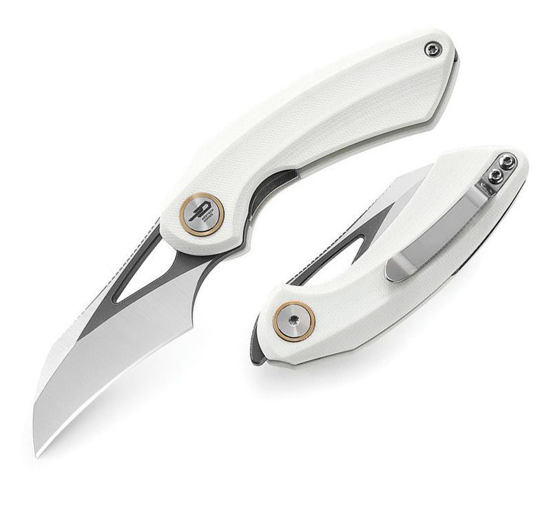 Bestech Knives Bihai Linerlock Folding Knife 2.13" 14C28N Steel Hawkbill Blade White G10 Handle G53E -Bestech Knives - Survivor Hand Precision Knives & Outdoor Gear Store