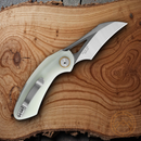 Bestech Knives Bihai Linerlock Folding Knife 2.13" 14C28N Steel Hawkbill  Blade Jade G10 Handle