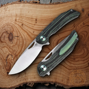 Bestech Knives Falko Folding Knife 3.75" 154CM Steel Blade Carbon Green G10 / Carbon Fiber Handle