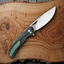 Bestech Knives Falko Folding Knife 3.75" 154CM Steel Blade Carbon Green G10 / Carbon Fiber Handle