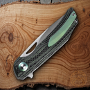 Bestech Knives Falko Folding Knife 3.75" 154CM Steel Blade Carbon Green G10 / Carbon Fiber Handle