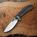Bestech Knives Falko Folding Knife 3.75" 154CM Steel Blade Carbon Green G10 / Carbon Fiber Handle