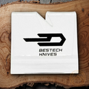 Bestech Acrylic Knife Stand Holds One Knife Bestech Knives Logo 2.36" x 2.04"