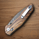 Bestech Knives Ronan B-Lock Folding Knife 3.25" Damascus Steel Spear Point Blade Olive Wood Handle