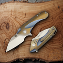 Bestech Knives Goblin Framelock Folding Knife 2.25" CPM S35VN Steel Blade Blue / Gold Anodized Titanium Handle