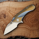 Bestech Knives Goblin Framelock Folding Knife 2.25" CPM S35VN Steel Blade Blue / Gold Anodized Titanium Handle