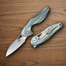 Bestech Knives The Reticulan Folding Knife 2" CPM S35VN Steel Blade Blue/Gold Titanium Handle