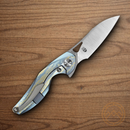 Bestech Knives The Reticulan Folding Knife 2" CPM S35VN Steel Blade Blue/Gold Titanium Handle