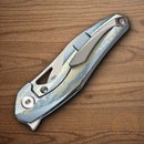 Bestech Knives The Reticulan Folding Knife 2" CPM S35VN Steel Blade Blue/Gold Titanium Handle