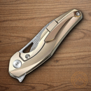 Bestech Knives The Reticulan Folding Knife 2" Damascus Steel Blade Gold Titanium Handle