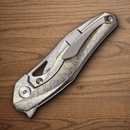 Bestech Knives Reticulan Folding Knife 2" Damascus Steel Blade Gray Titanium Handle