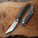 Bestech Knives Kamoza Folding Knife 3.63" Bohler M390 Steel Blade Gray Titanium Handle