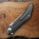 Bestech Knives Kamoza Folding Knife 3.63" Bohler M390 Steel Blade Gray Titanium Handle
