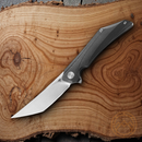 Bestech Knives Kamoza Folding Knife 3.63" Bohler M390 Steel Blade Gray Titanium Handle