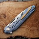 Bestech Knives WIBRA Frame Folding Knife 3.5" Bohler M390 Steel Blade Blue Anodized Titanium Handle