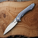 Bestech Knives WIBRA Frame Folding Knife 3.5" Bohler M390 Steel Blade Blue Anodized Titanium Handle
