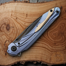 Bestech Knives WIBRA Folding Knife 3.5" Bohler M390 Steel Blade Blue Anodized Titanium Handle