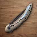 Bestech Knives Marukka Folding Knife 3.63" Bohler M390 Steel Blade Bronze Titanium Handle