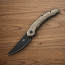 Bestech Knives Marukka Folding Knife 3.63" Bohler M390 Steel Blade Bronze Titanium Handle