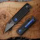Bestech Knives Folding Knife 1.75" Damascus Steel Blade Black Titanium Handle