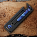 Bestech Knives Folding Knife 1.75" Damascus Steel Blade Black Titanium Handle