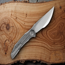 Bestech Knives Samari Folding Knife 3.88" Bohler M390 Steel Blade Gray Titanium Handle