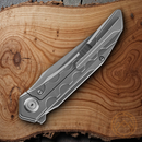 Bestech Knives Samari Folding Knife 3.88" Bohler M390 Steel Blade Gray Titanium Handle