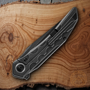 Bestech Knives Samari Folding Knife 3.88" Bohler M390 Steel Blade Black Titanium Handle