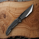 Bestech Knives Samari Folding Knife 3.88" Bohler M390 Steel Blade Black Titanium Handle