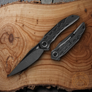 Bestech Knives Samari Folding Knife 3.88" Bohler M390 Steel Blade Black Titanium Handle