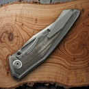 Bestech Knives Togatta Folding Knife 3.75" Bohler M390 Steel Blade Gray Titanium/Green Micarta Handle