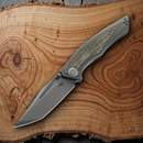 Bestech Knives Togatta Folding Knife 3.75" Bohler M390 Steel Blade Gray Titanium/Green Micarta Handle