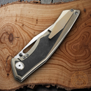 Bestech Knives Togatta Folding Knife 3.75" Bohler M390 Steel Blade Bronze Titanium/Carbon Fiber Handle