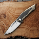 Bestech Knives Togatta Folding Knife 3.75" Bohler M390 Steel Blade Bronze Titanium/Carbon Fiber Handle