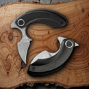Bestech Knives STRELIT Folding Knife 2.13" Damascus Steel Blade Black Titanium Handle
